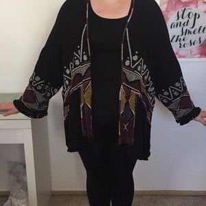 Black tribal print kimono.